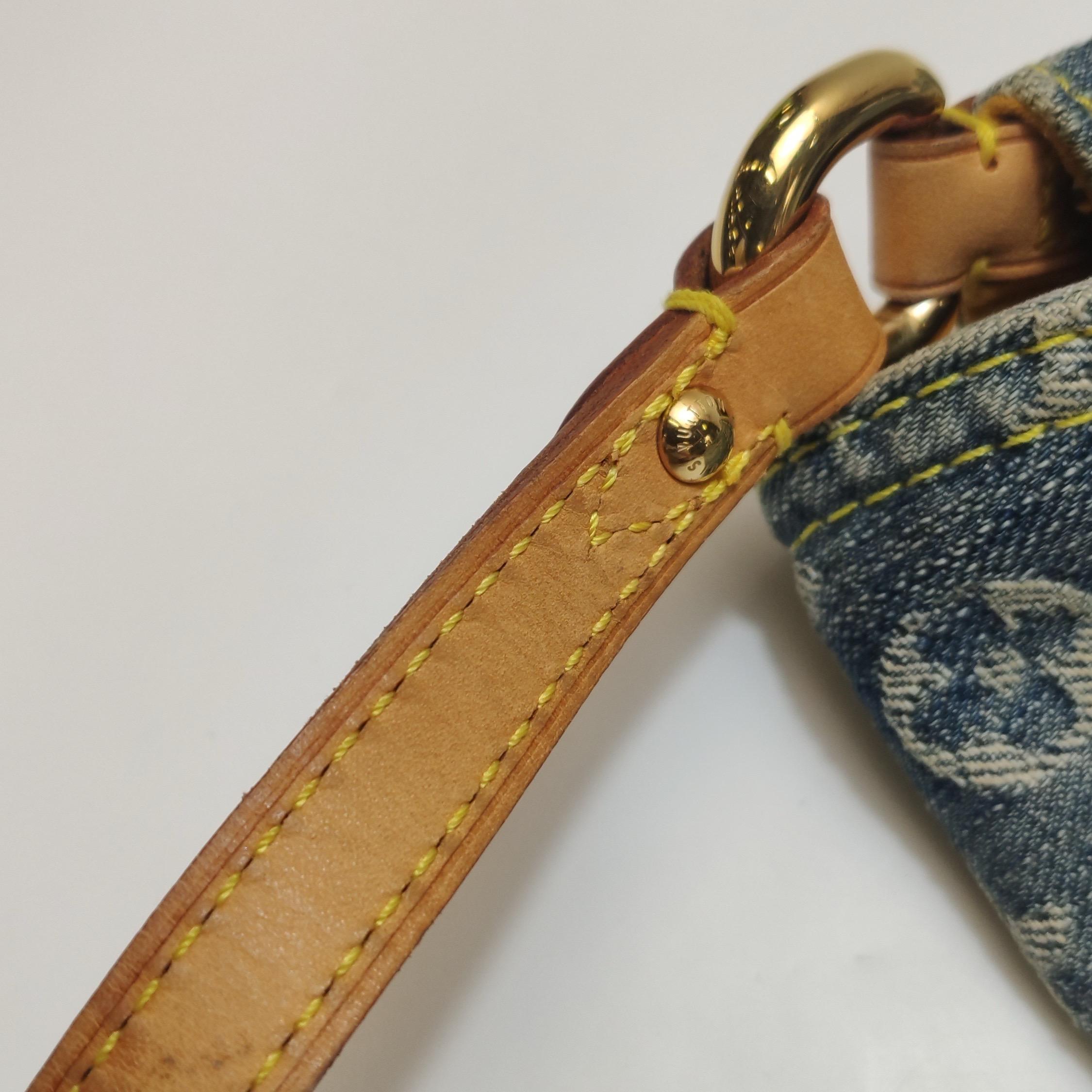 Louis Vuitton Pleaty Blue Denim Monogram Baggy For Sale 6