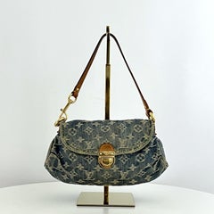LOUIS VUITTON Pleaty Denim Monogram Blue Handbag 2005