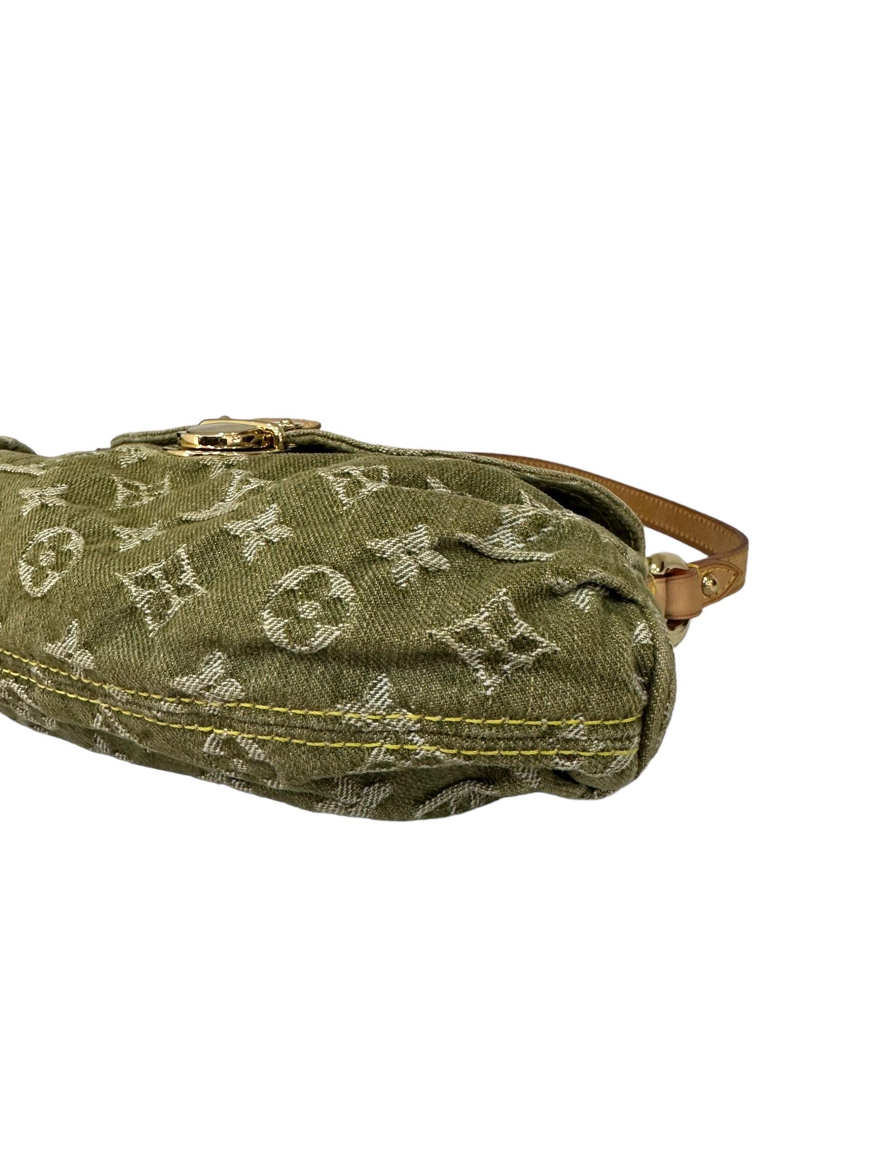 Louis Vuitton Pleaty Green Denim Shoulder Bag 6