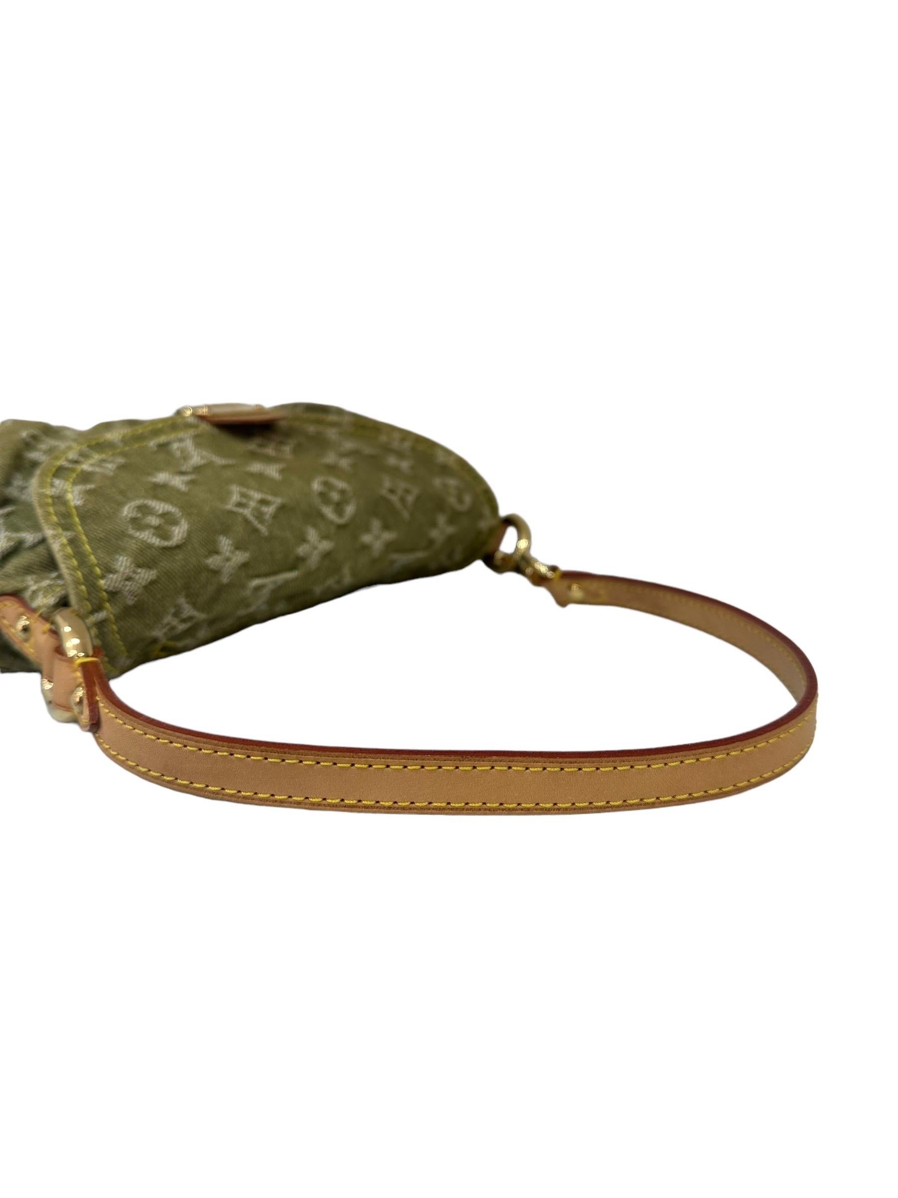 Louis Vuitton Pleaty Green Denim Shoulder Bag 7
