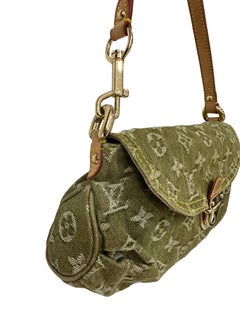 Louis Vuitton Pleaty Green Denim Shoulder Bag