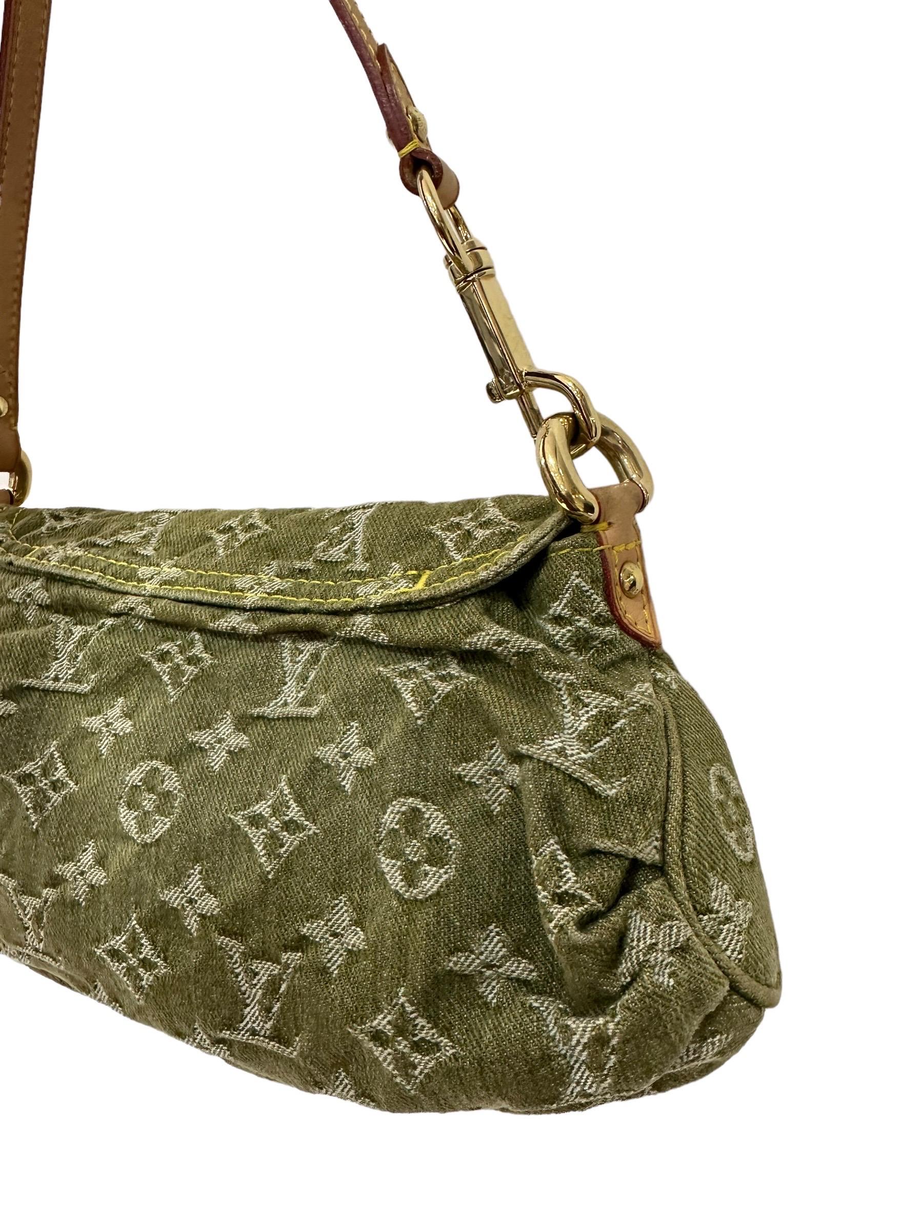 Louis Vuitton Pleaty Green Denim Shoulder Bag 2