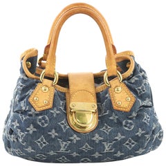 Louis Vuitton Pleaty Handbag Denim Small