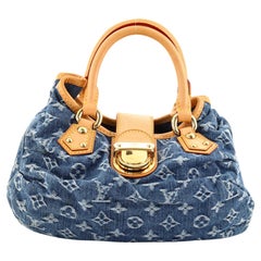 Louis Vuitton Limited Edition Blue Denim Monogram Denim Mini Pleaty Raye  Customise Bag - Yoogi's Closet