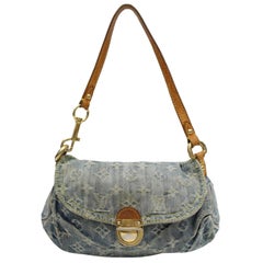 Louis Vuitton Pleaty Monogram Mini 868602 Blue Denim Shoulder Bag