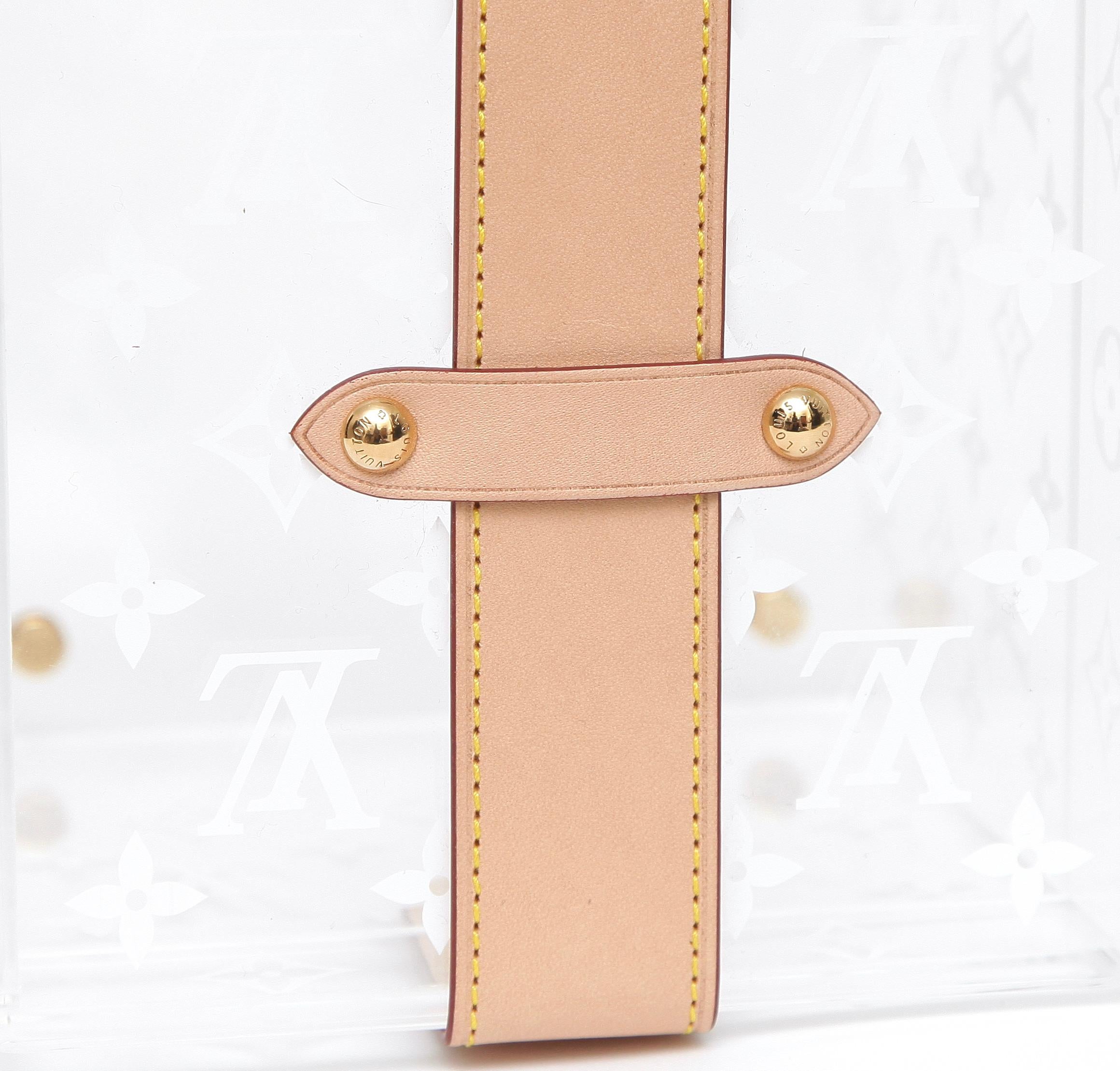 Women's or Men's LOUIS VUITTON Plexiglass Monogram CUBE SCOTT BOX Gold HW Leather Trunk For Sale