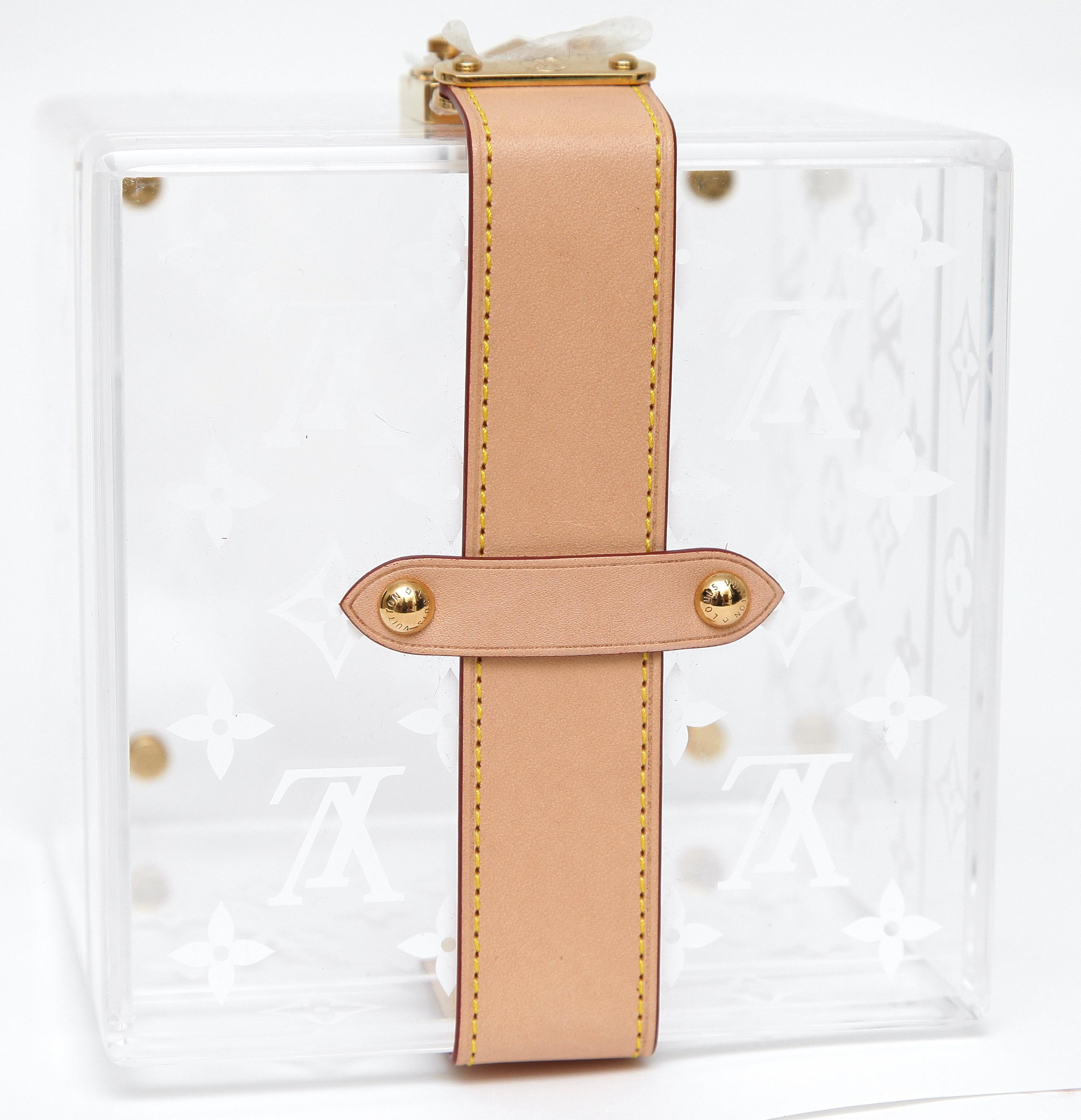 LOUIS VUITTON Plexiglass Monogram CUBE SCOTT BOX Gold HW Leather Trunk For Sale 1