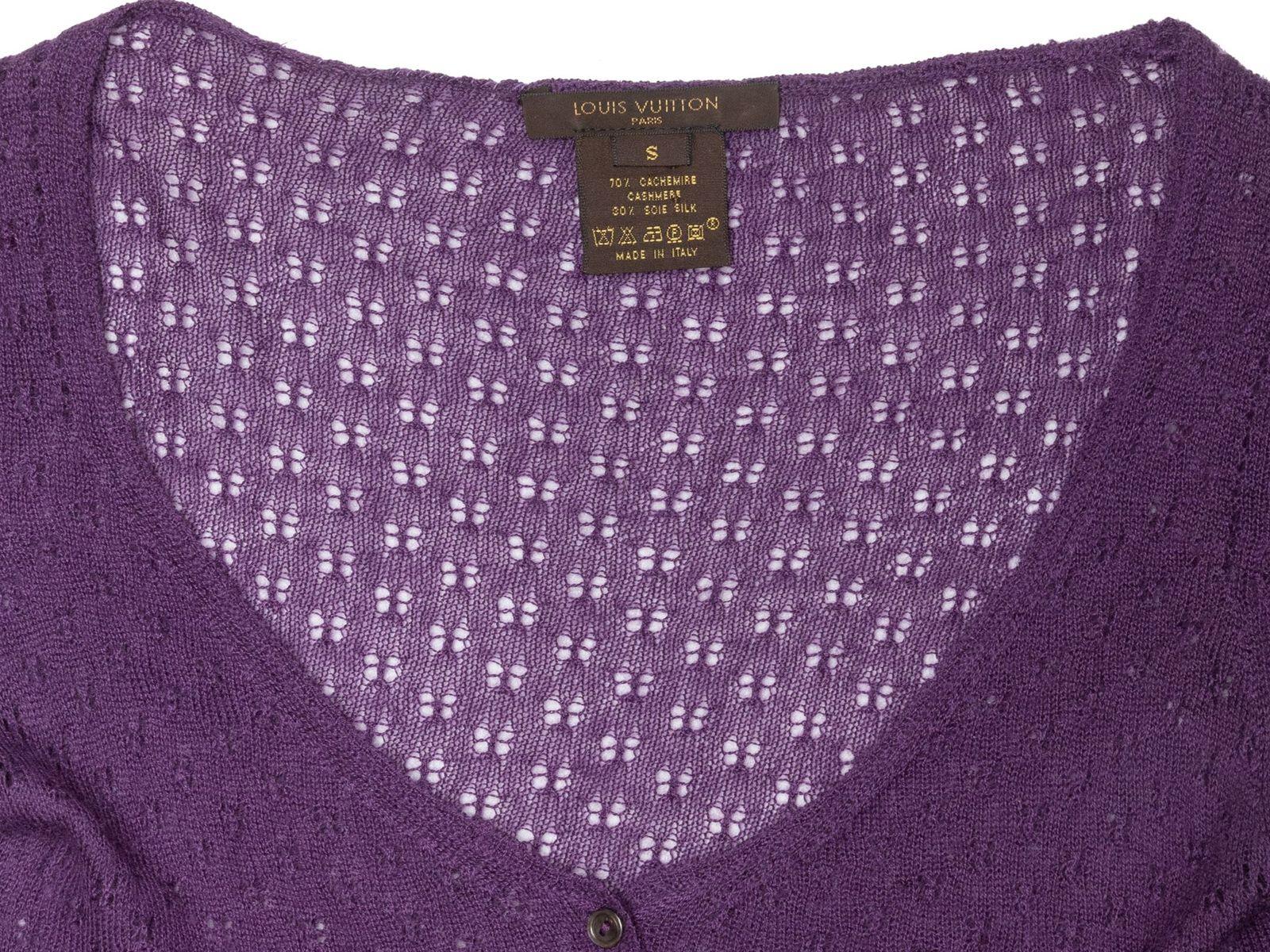 Louis Vuitton Plum Cashmere & Silk-Blend Open Knit Cardigan 1