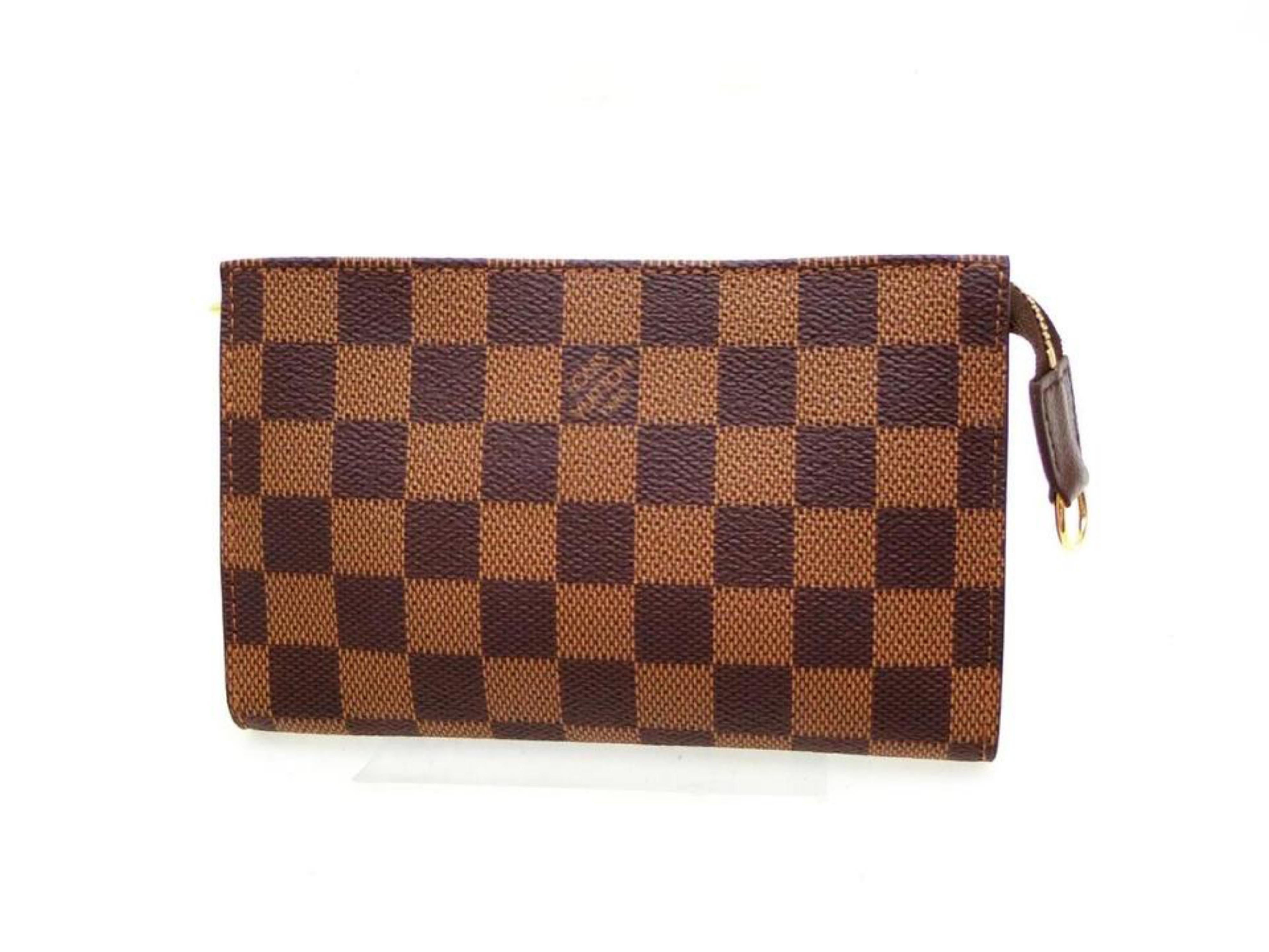 Louis Vuitton Poche Damier Ebene Zip Pouch 227809 Brown Coated Canvas Clutch 2