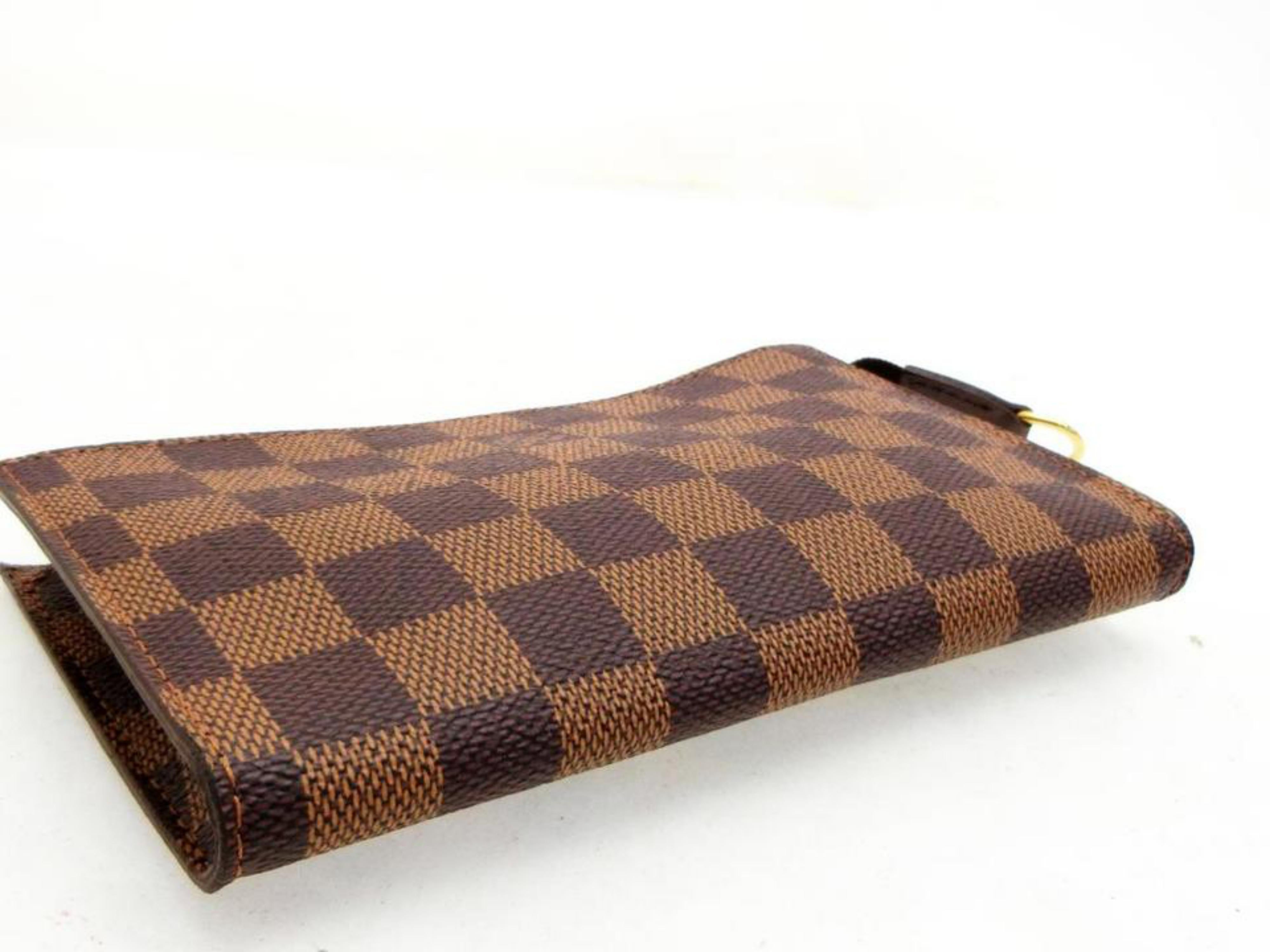 Louis Vuitton Poche Damier Ebene Zip Pouch 227809 Brown Coated Canvas Clutch 3