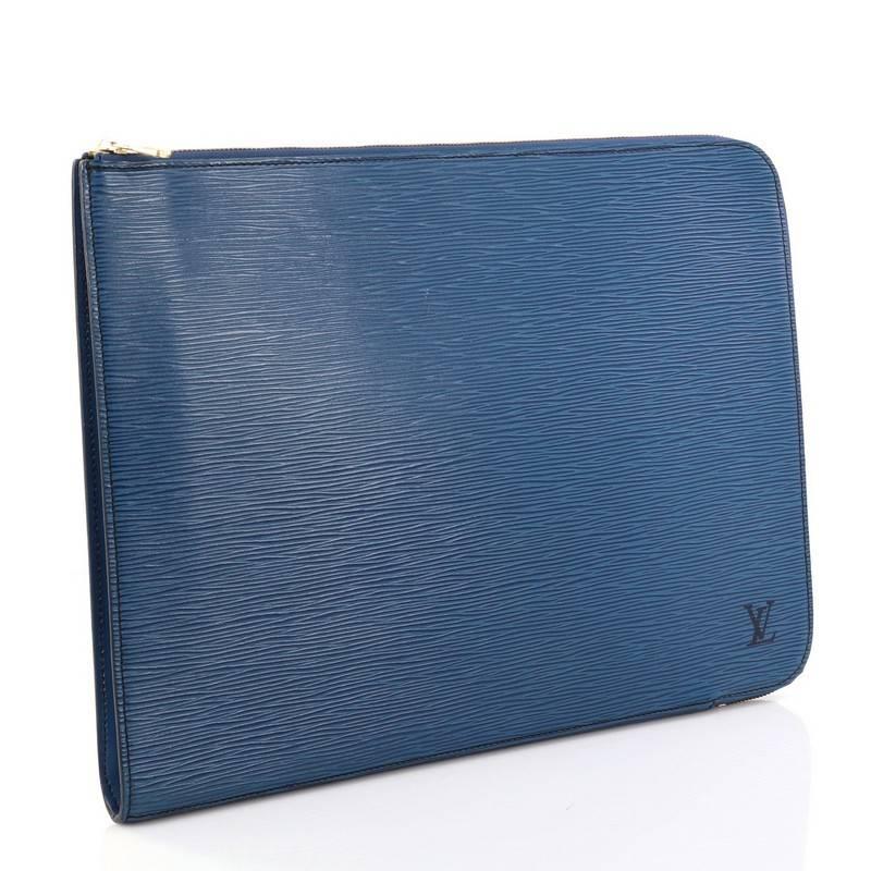 Blue Louis Vuitton Poche Documents Epi Leather