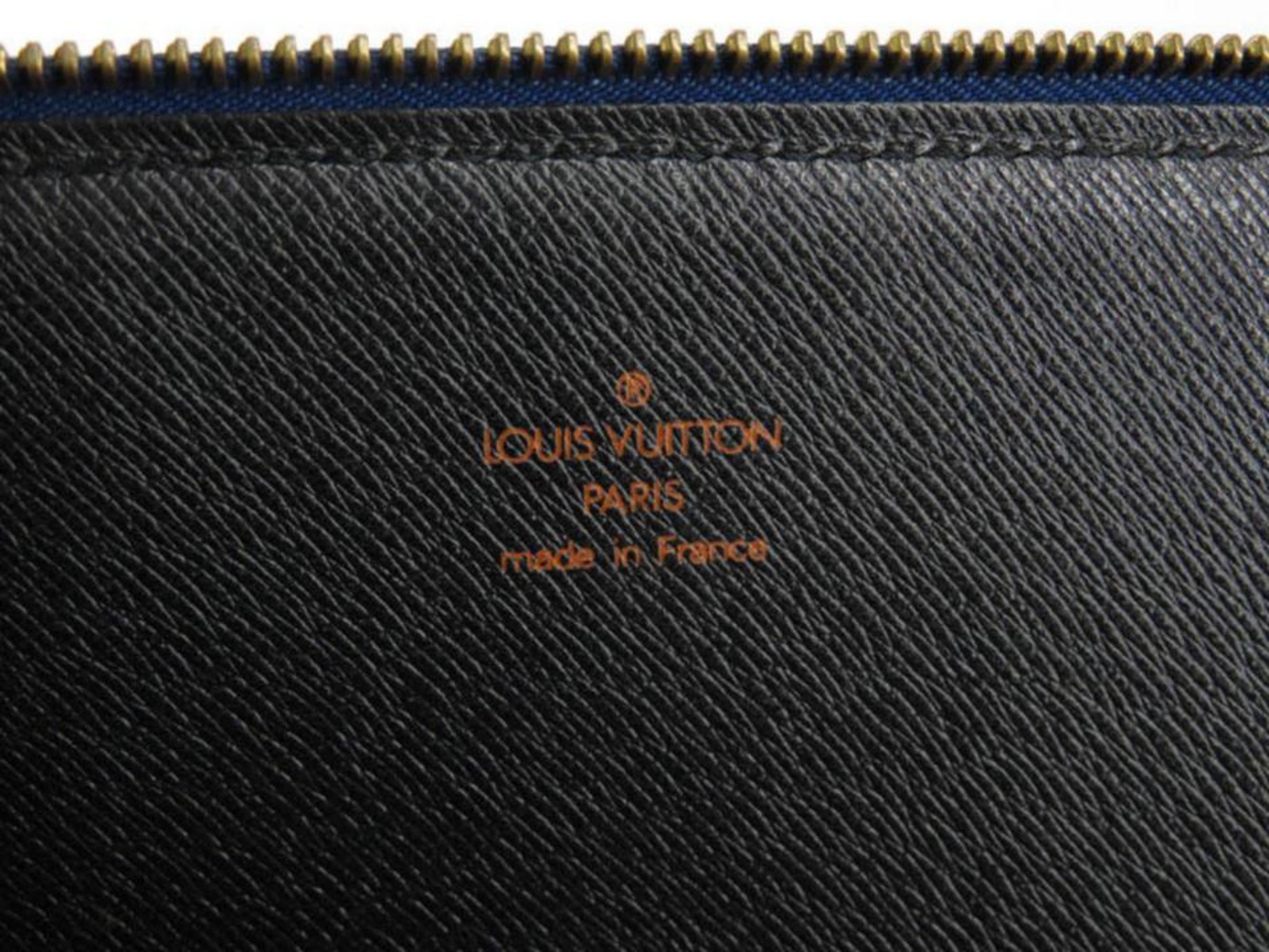 Women's Louis Vuitton Poche Epi Documents Zip Document Case 867202 Blue Leather Clutch For Sale
