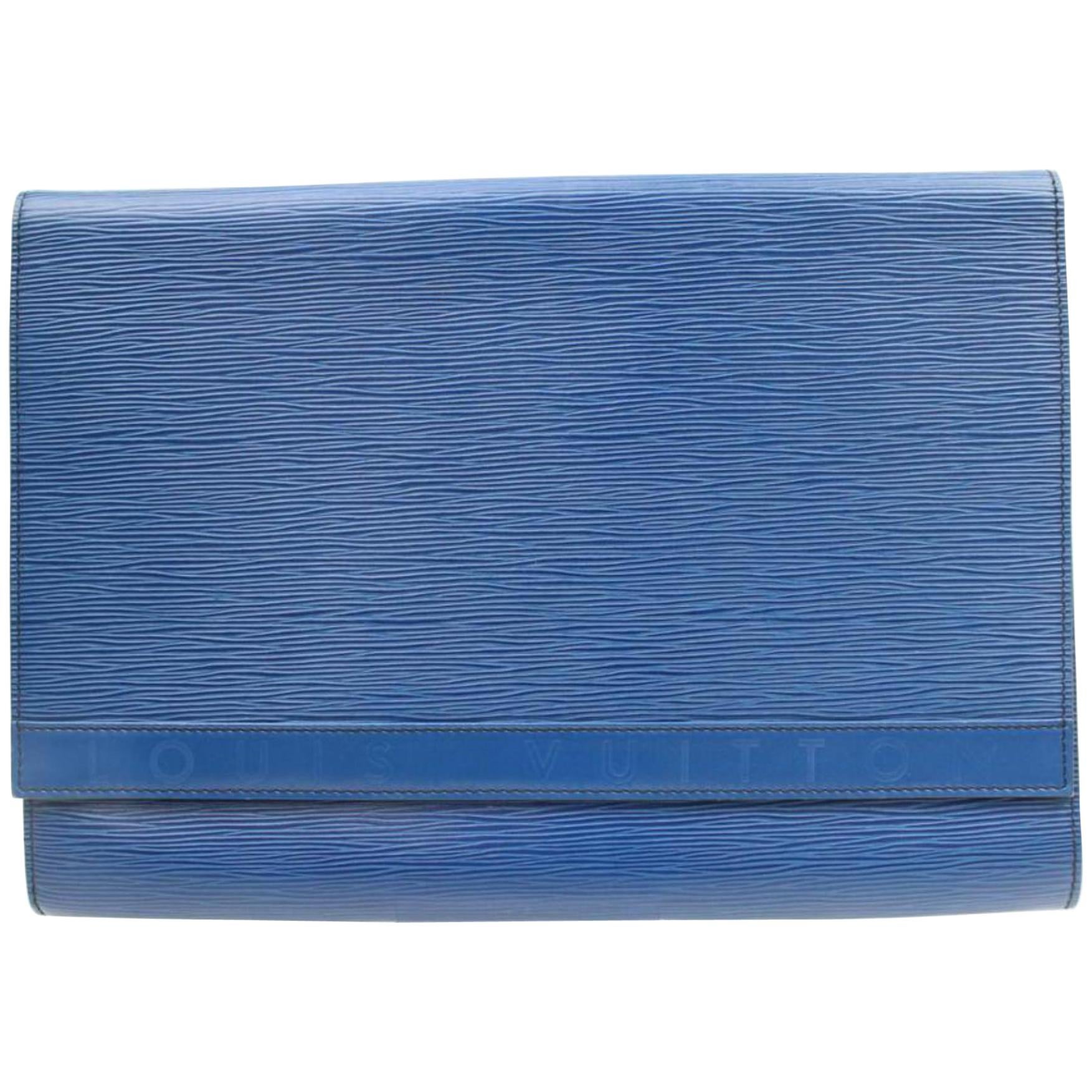Louis Vuitton Poche Iena Epi Fold Over 869841 Blue Leather Clutch For Sale