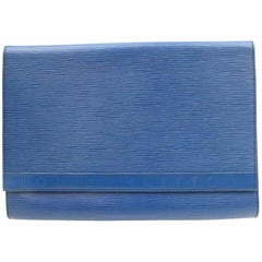 Vintage Louis Vuitton Poche Iena Epi Fold Over 869841 Blue Leather Clutch