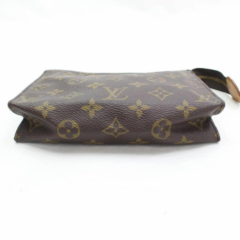 Louis Vuitton Poche Monogram Toiletry Pouch 19 Toilette 868023 Brown Coated Canv For Sale at 1stdibs