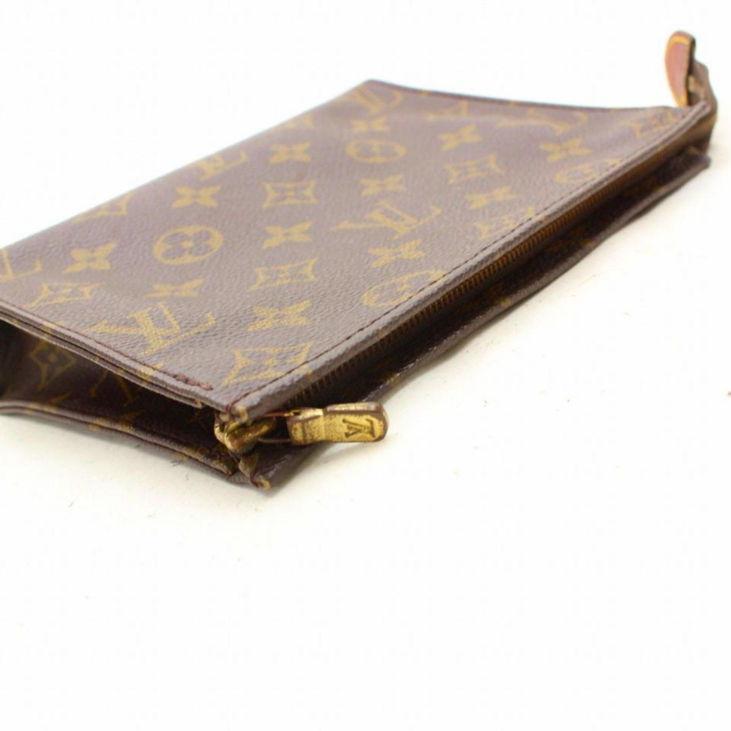 Louis Vuitton Poche Monogram Toiletry Pouch Toilette 19 868316 Brown Coated Canv For Sale 1