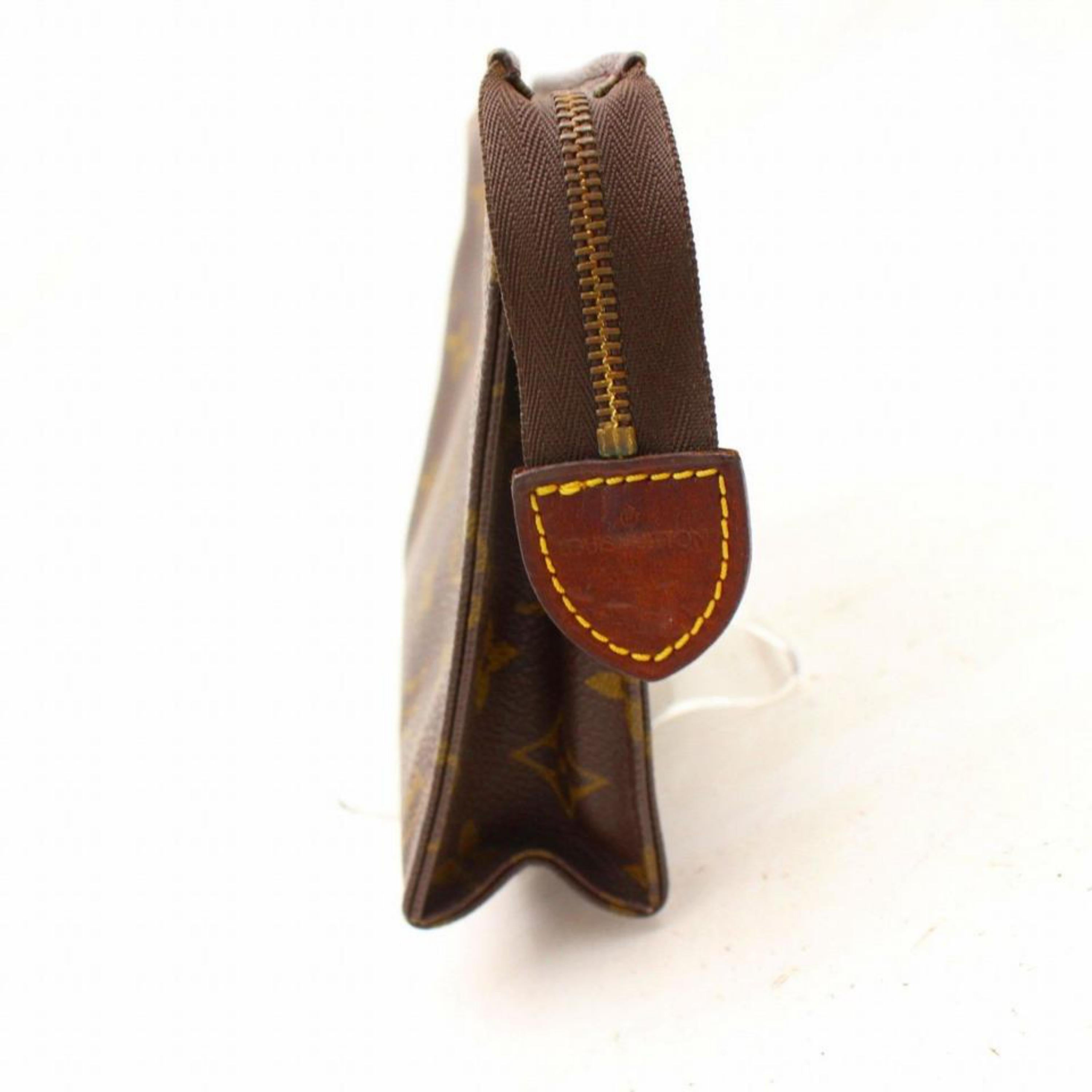 Louis Vuitton Poche Monogram Toiletry Pouch Toilette 19 868316 Brown Coated Canv For Sale 3