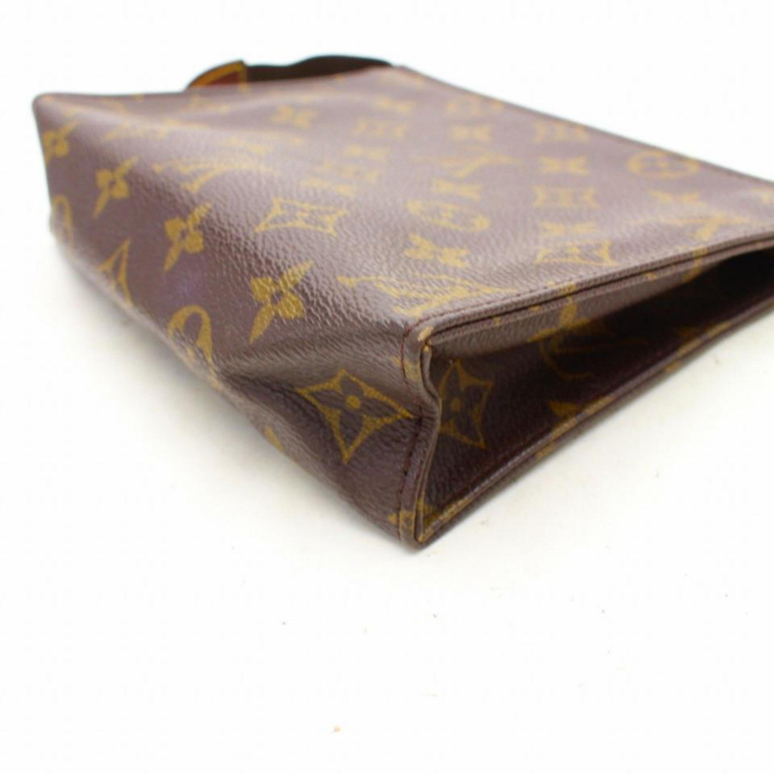 Louis Vuitton Poche Monogram Toiletry Pouch Toilette 19 868316 Brown Coated Canv For Sale 4