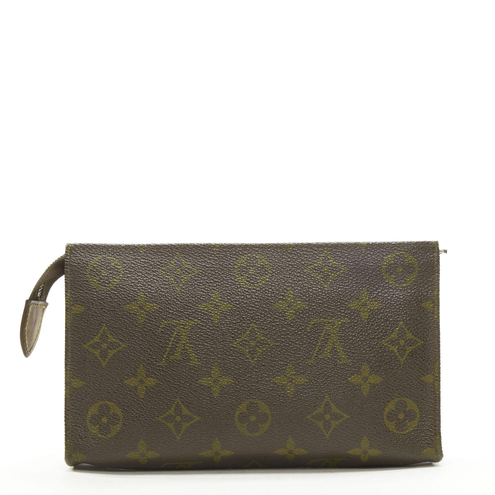 LOUIS VUITTON Poche Toilette 20 brown LV monogram top zip travel pouch In Good Condition In Hong Kong, NT