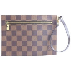 Louis Vuitton Pochette 227589 Ebene Damier Canvas Wristlet