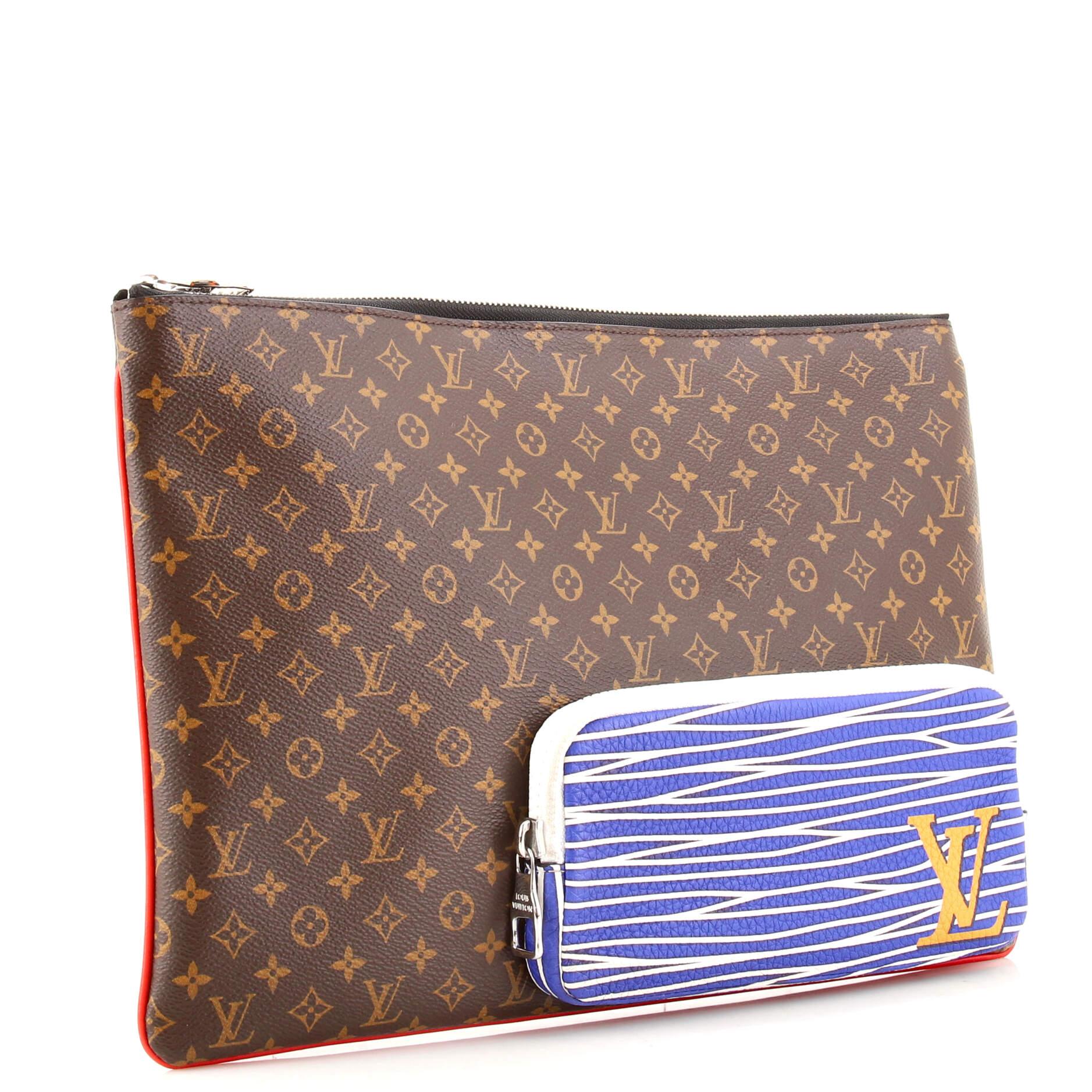 Brown Louis Vuitton Pochette A4 Multipocket Pouch Monogram Canvas and Printed Leather