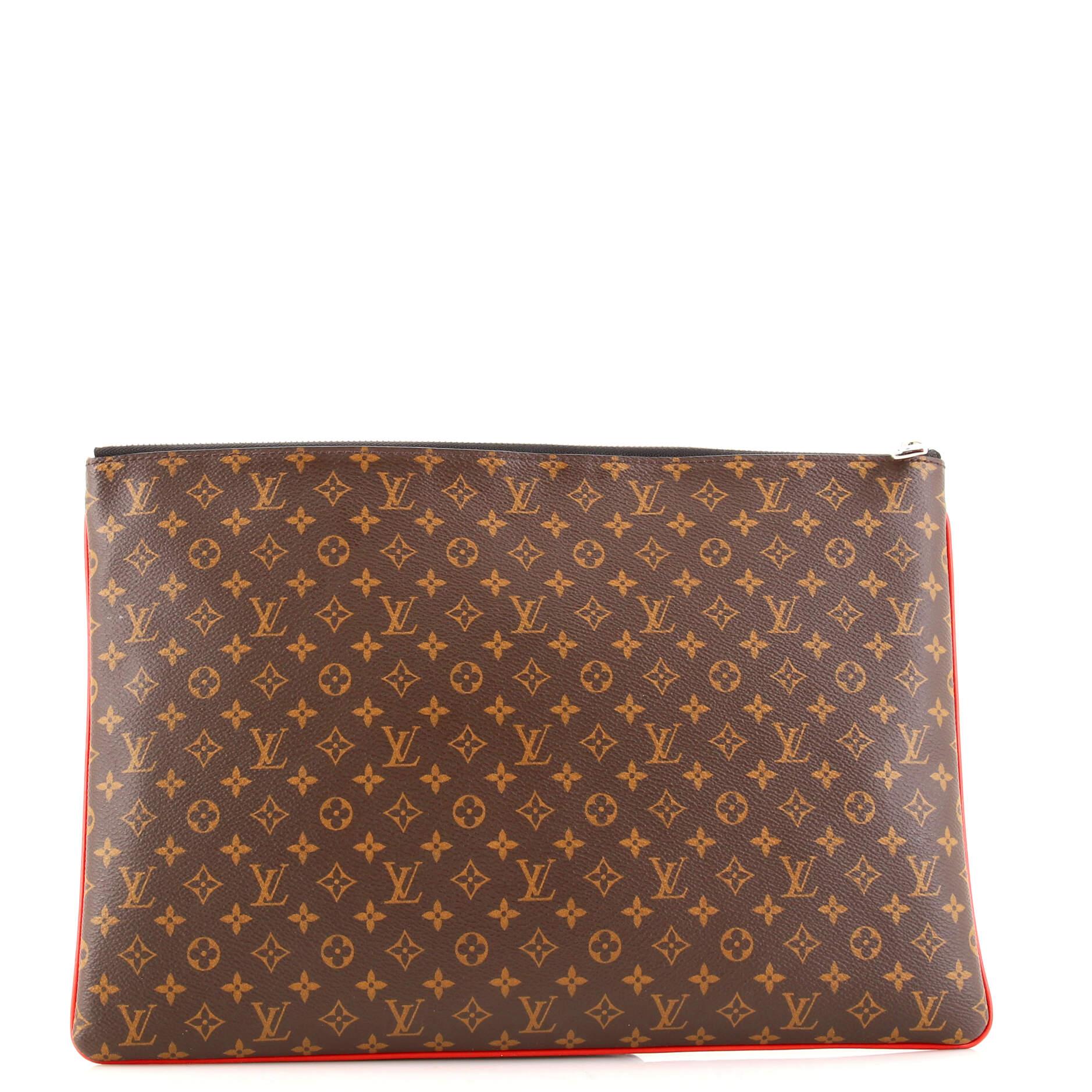 Louis Vuitton Pochette A4 Multipocket Pouch Monogram Canvas and Printed Leather In Fair Condition In NY, NY