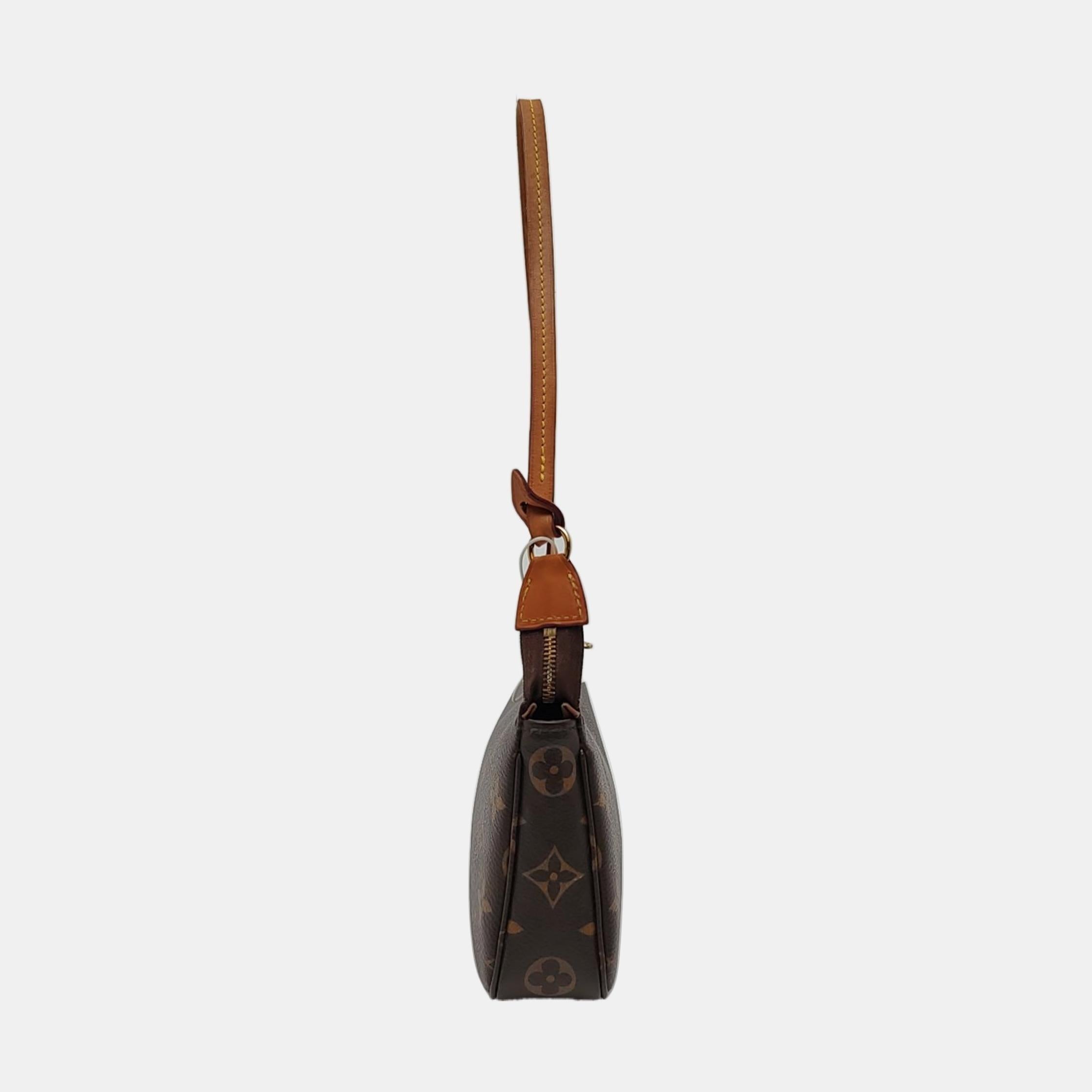Nero Louis Vuitton Pochette Accessoire Marrone Monogram Microchip in vendita
