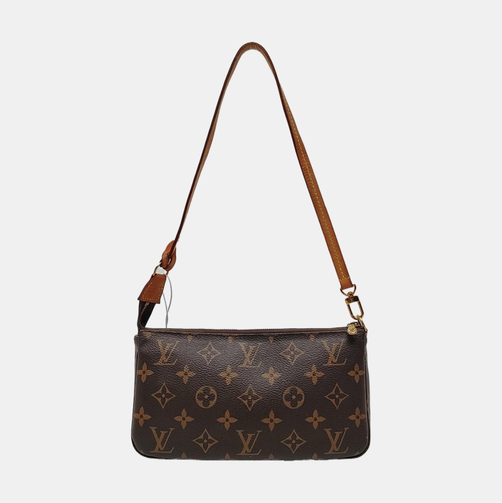 Donna Louis Vuitton Pochette Accessoire Marrone Monogram Microchip in vendita