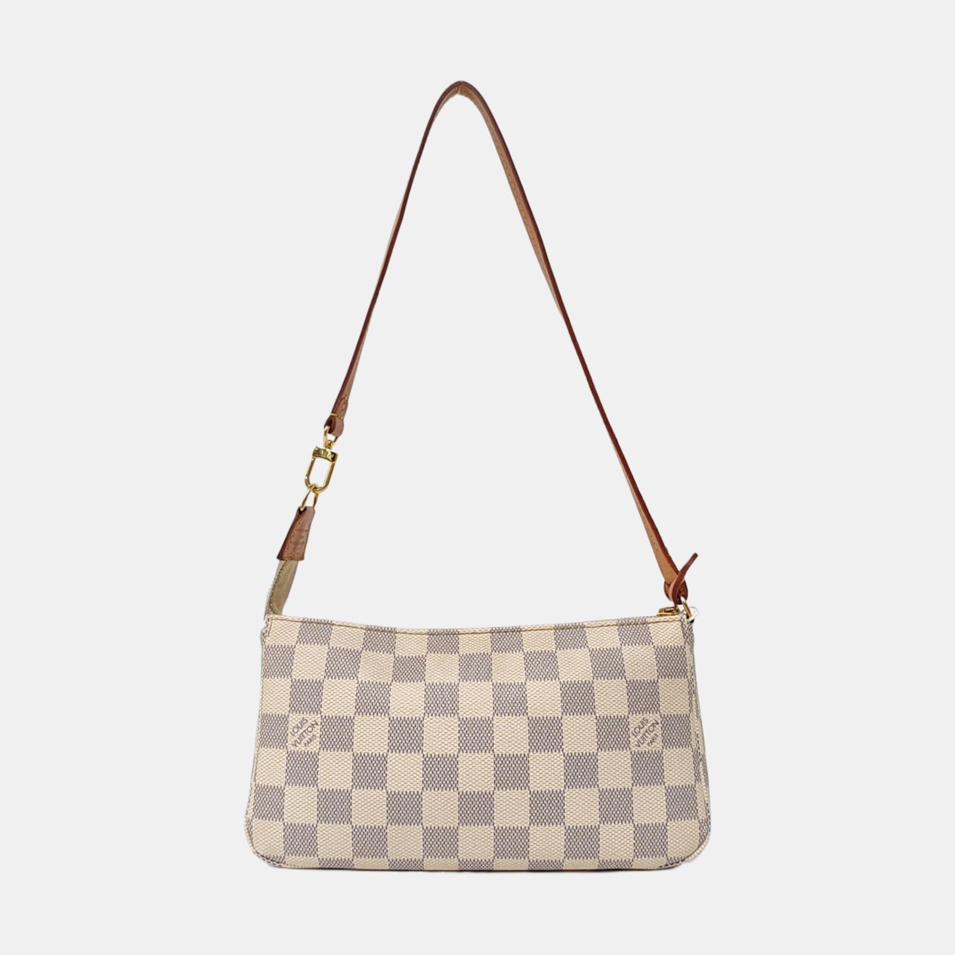 Louis Vuitton Pochette Accessoire Weiß Damier Ebene Monogram im Angebot 1