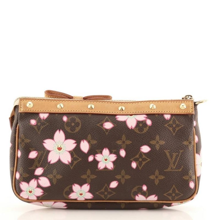 Brown Louis Vuitton Pochette Accessoires Limited Edition Cherry Blossom Monogram For Sale