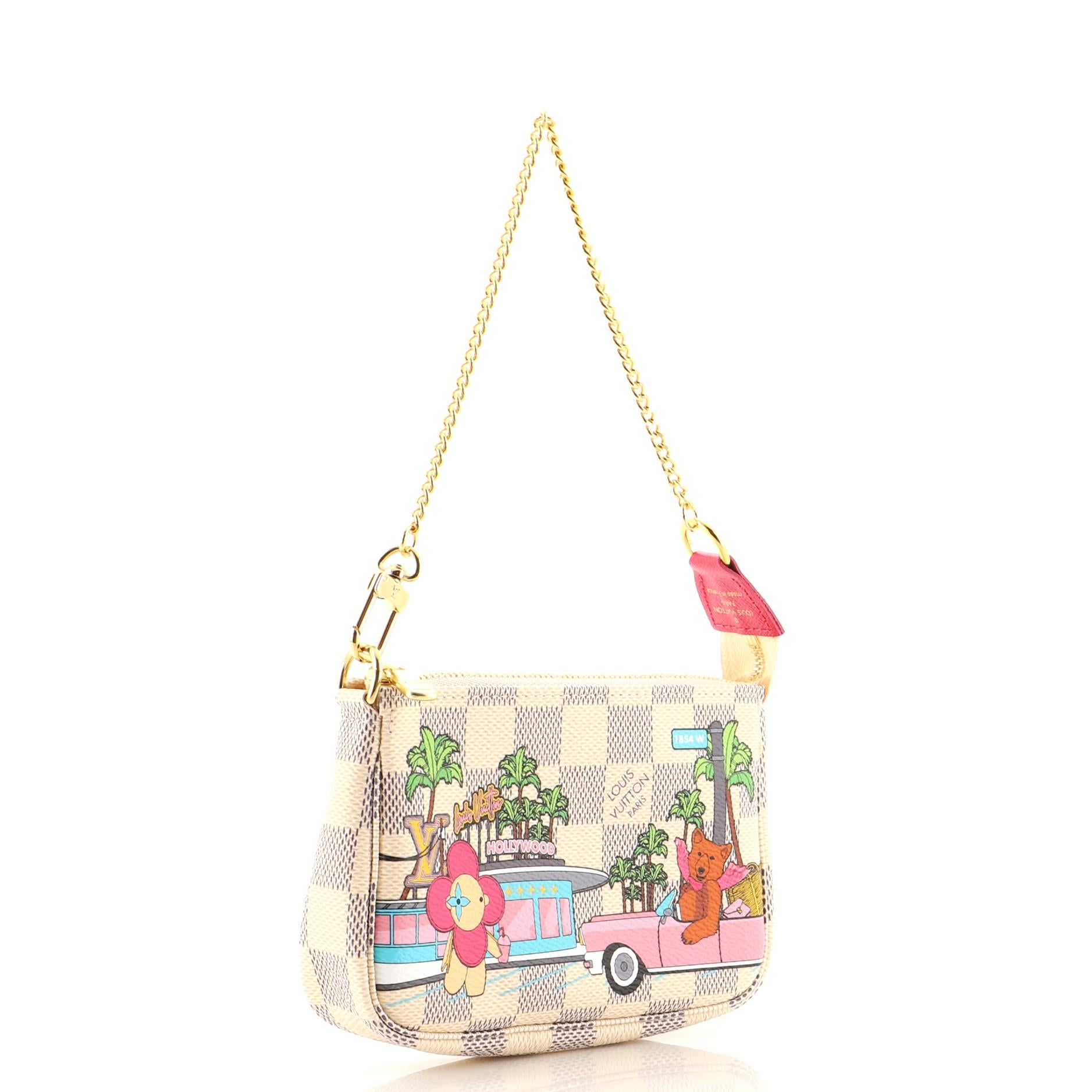 Beige Louis Vuitton Pochette Accessoires Limited Edition Damier Mini