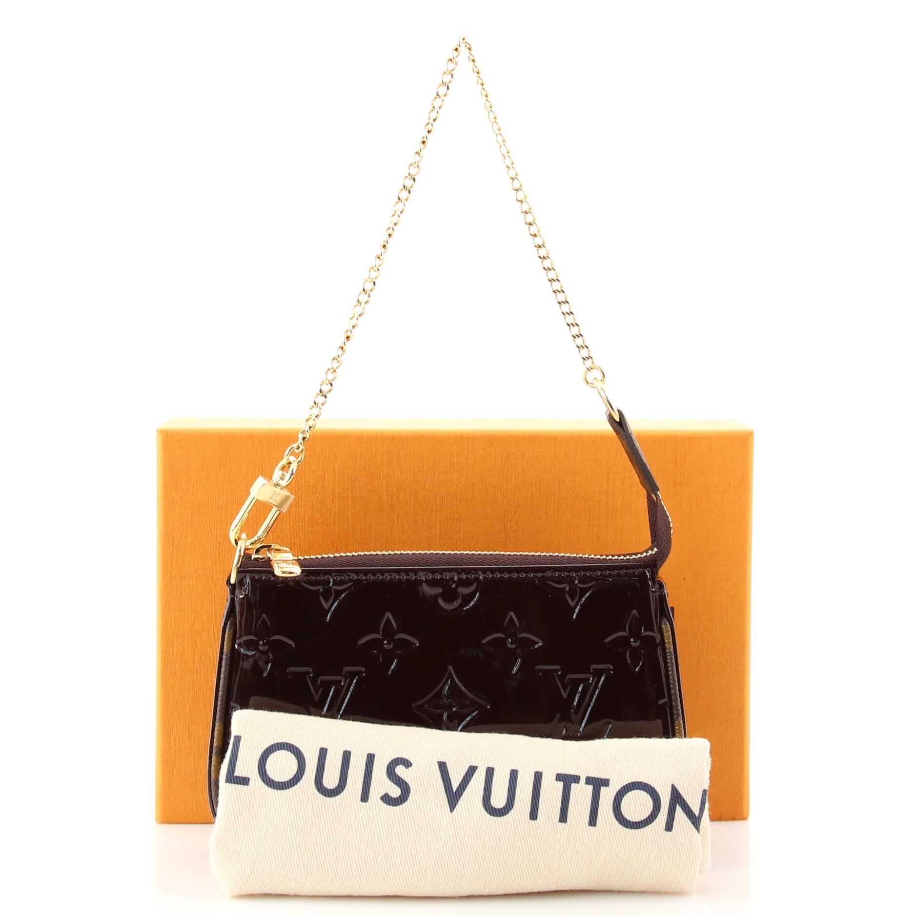 Louis Vuitton Mini Pochette Accessoires Monogram Vernis Amarante Red for  Women