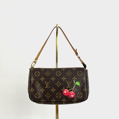 LOUIS VUITTON Pochette Accessoires Murakami Brown Canvas and Leather 2005