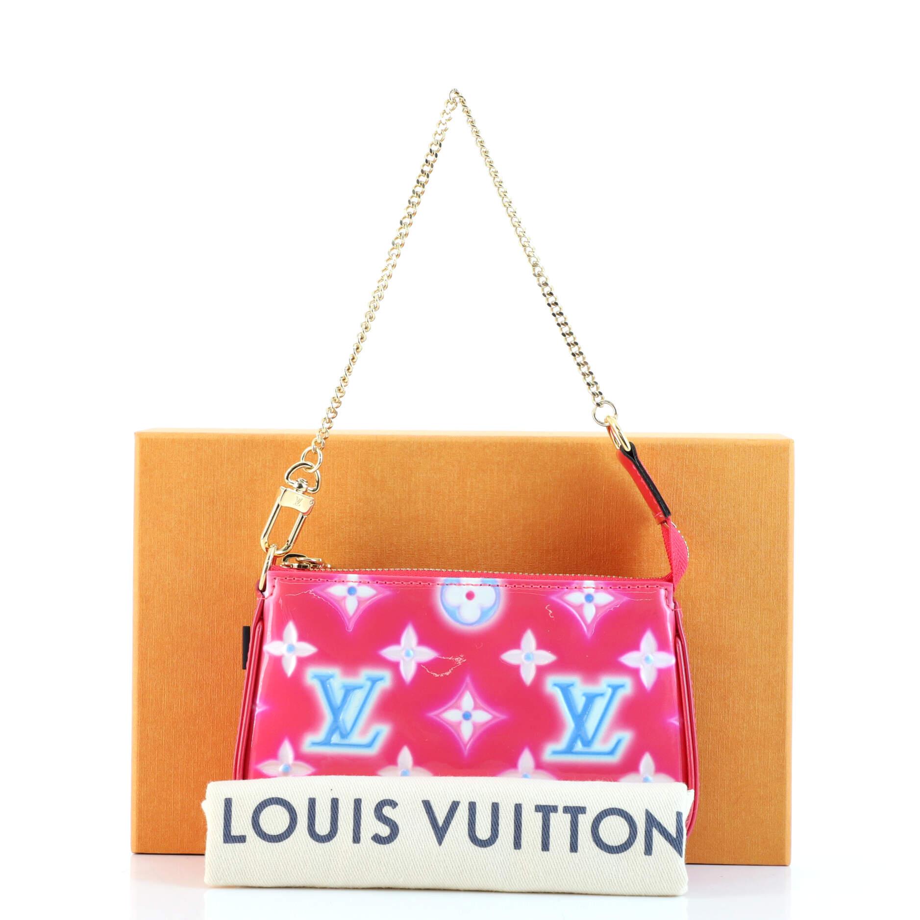 Louis Vuitton, Bags, Louis Vuitton Valentine Pink Blue Mini Pouch  Monogram Patent Leather Made France
