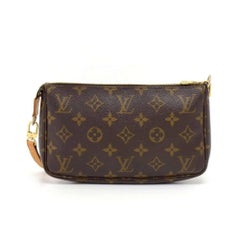 Louis Vuitton Pochette Accessories Monogram Canvas Hand Bag + Long Strap
