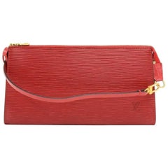 Louis Vuitton Pochette Accessories Red Epi Leather Hand Bag