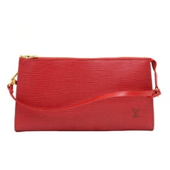 Louis Vuitton Pochette Accessories Red Epi Leather Hand Bag