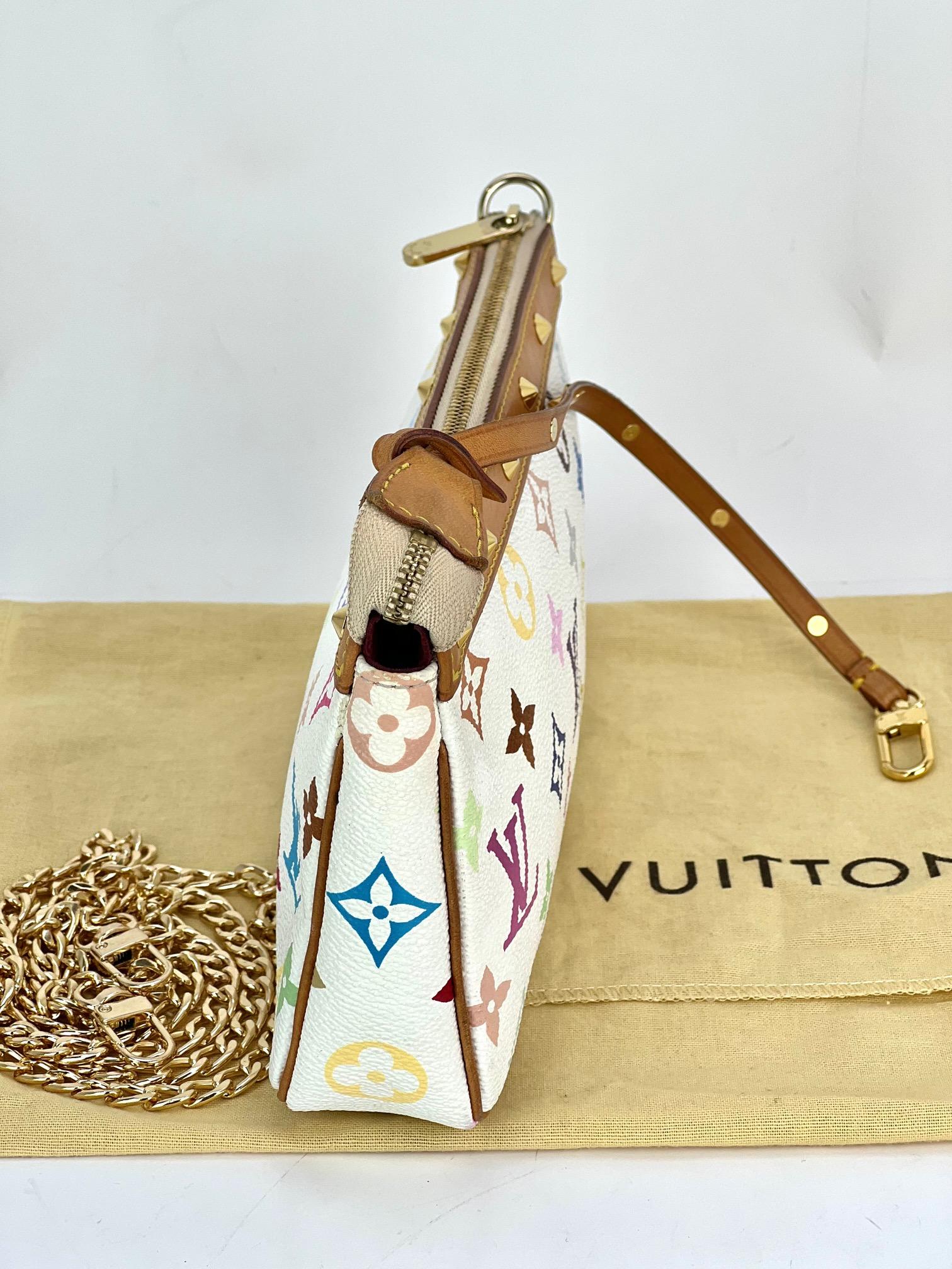  Louis Vuitton Pochette Accessories White Multicolor Monogram Crossbody For Sale 7