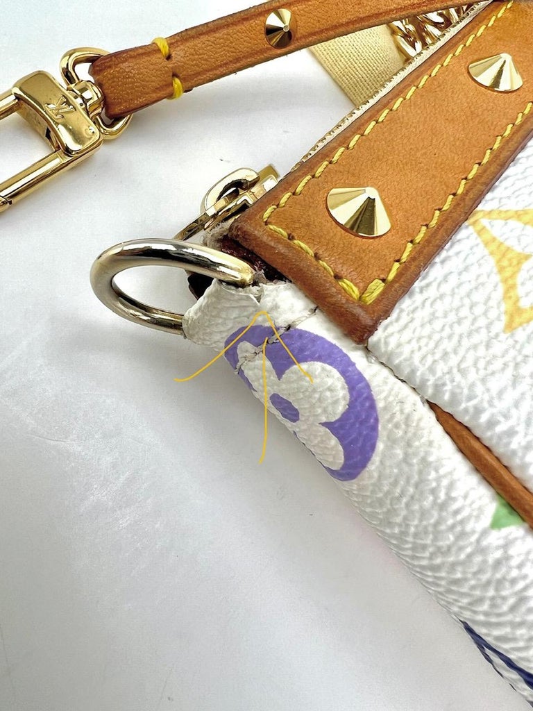 Louis Vuitton Rare White Monogram Multicolor Pochette Accessoires Wristlet For  Sale at 1stDibs