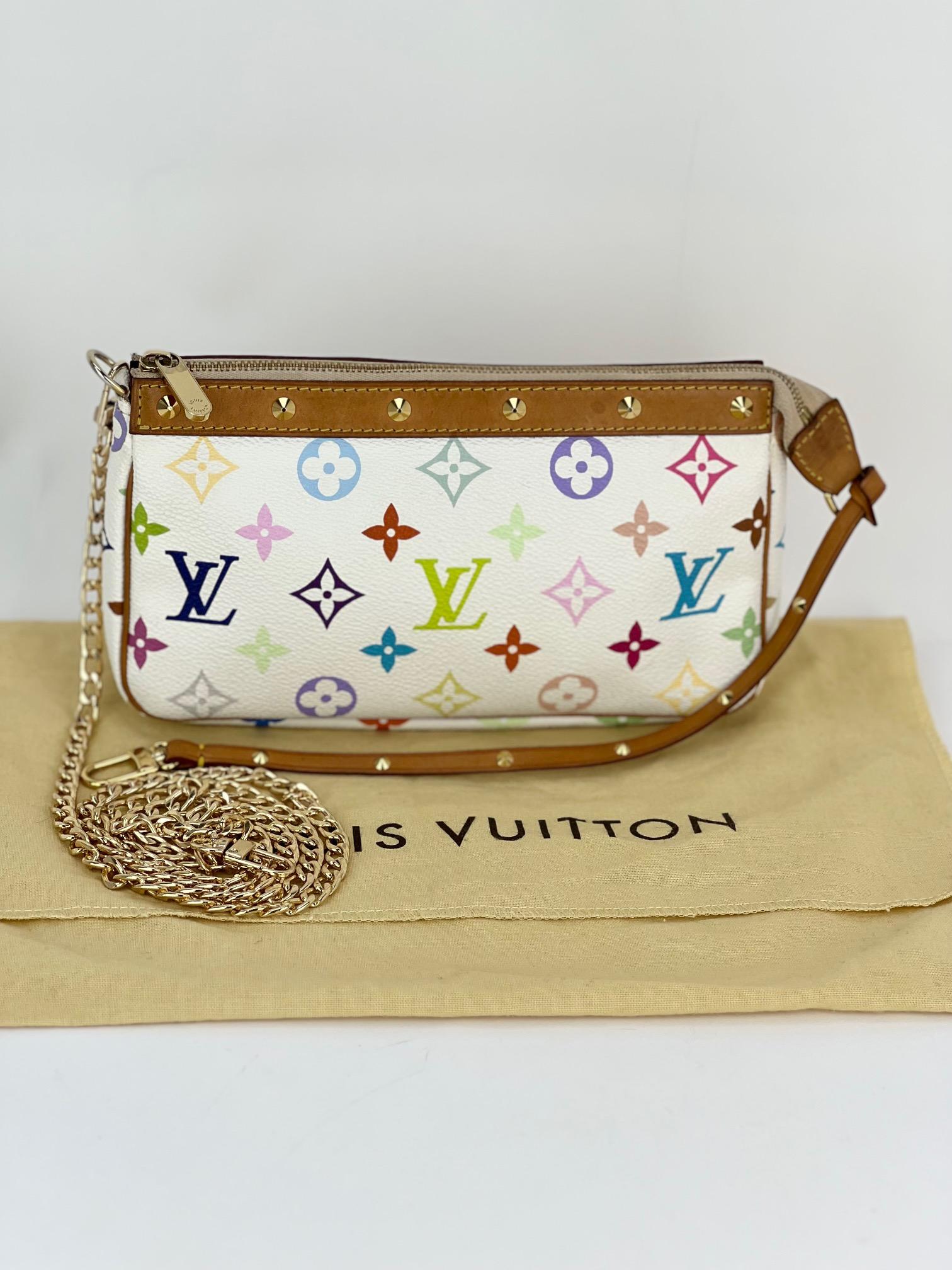 Women's  Louis Vuitton Pochette Accessories White Multicolor Monogram Crossbody For Sale
