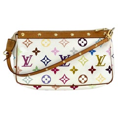  Louis Vuitton Pochette-Accessoires Weißes mit mehrfarbigem Monogramm Crossbody