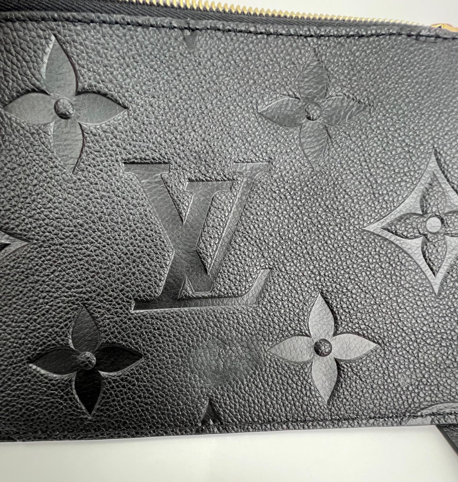 LOUIS VUITTON Pochette Black Leather Crossbody from NEVERFULL Added Chain 3