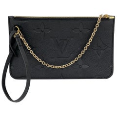 LOUIS VUITTON Pochette in pelle nera da NEVERFULL Catena aggiunta
