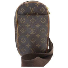 Used Louis Vuitton Pochette Bum  Pouch Waist Pack 870391 Brown Canvas Shoulder Bag