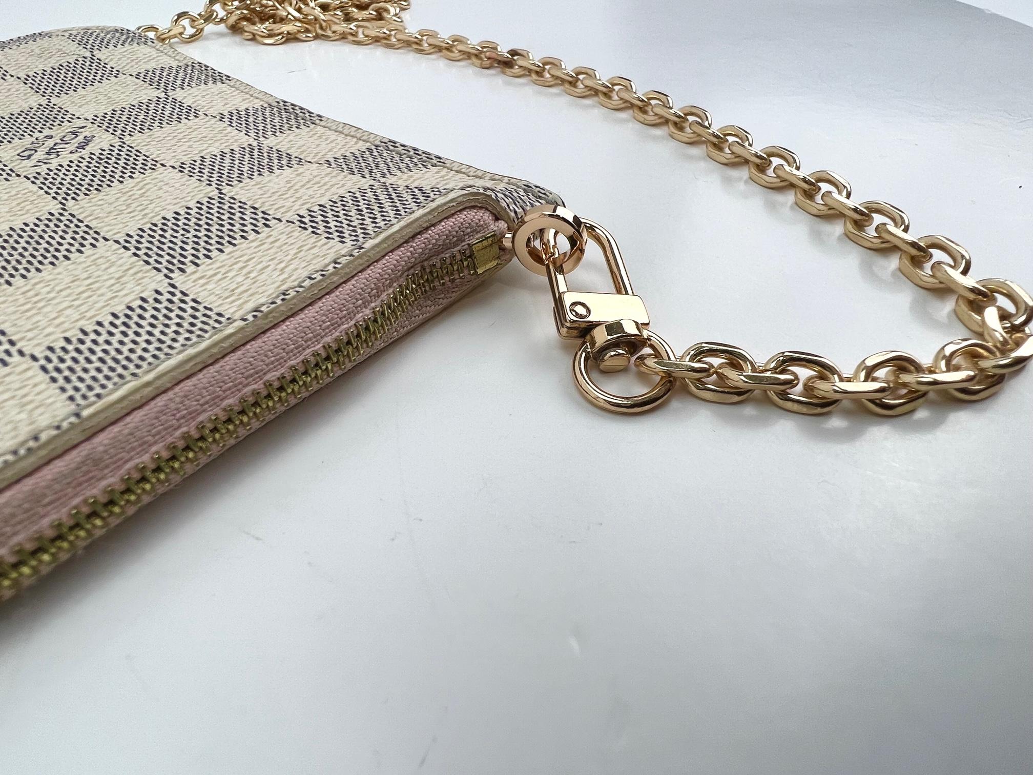 Gray LOUIS VUITTON Pochette Damier Azur Clutch Crossbody Bag from NEVERFULL 