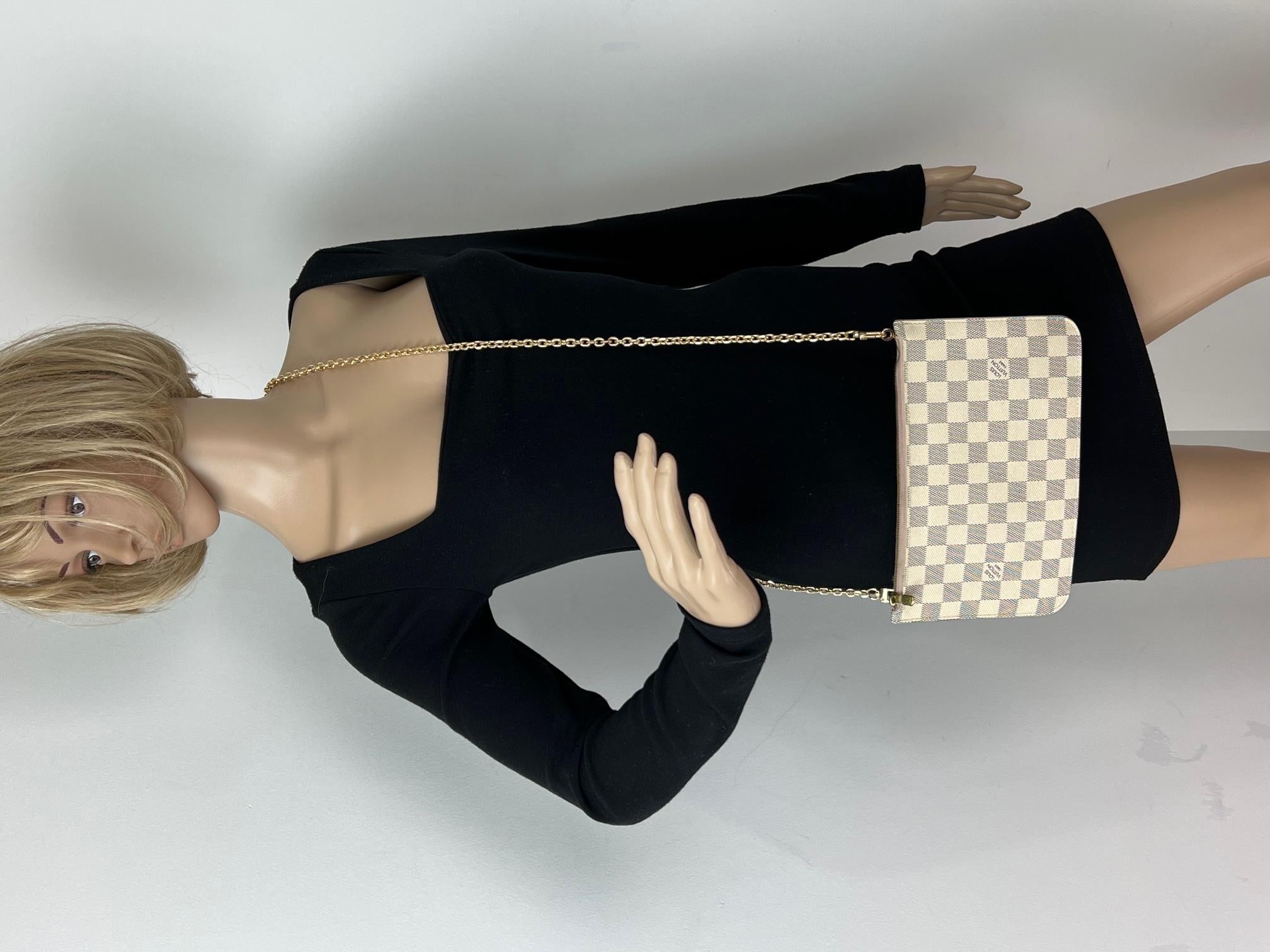 Women's or Men's LOUIS VUITTON Pochette Damier Azur Clutch Crossbody Bag from NEVERFULL
