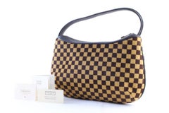 Louis Vuitton Pochette Damier Sauvage Tigre 226007 Brown Calf Hair Wristlet
