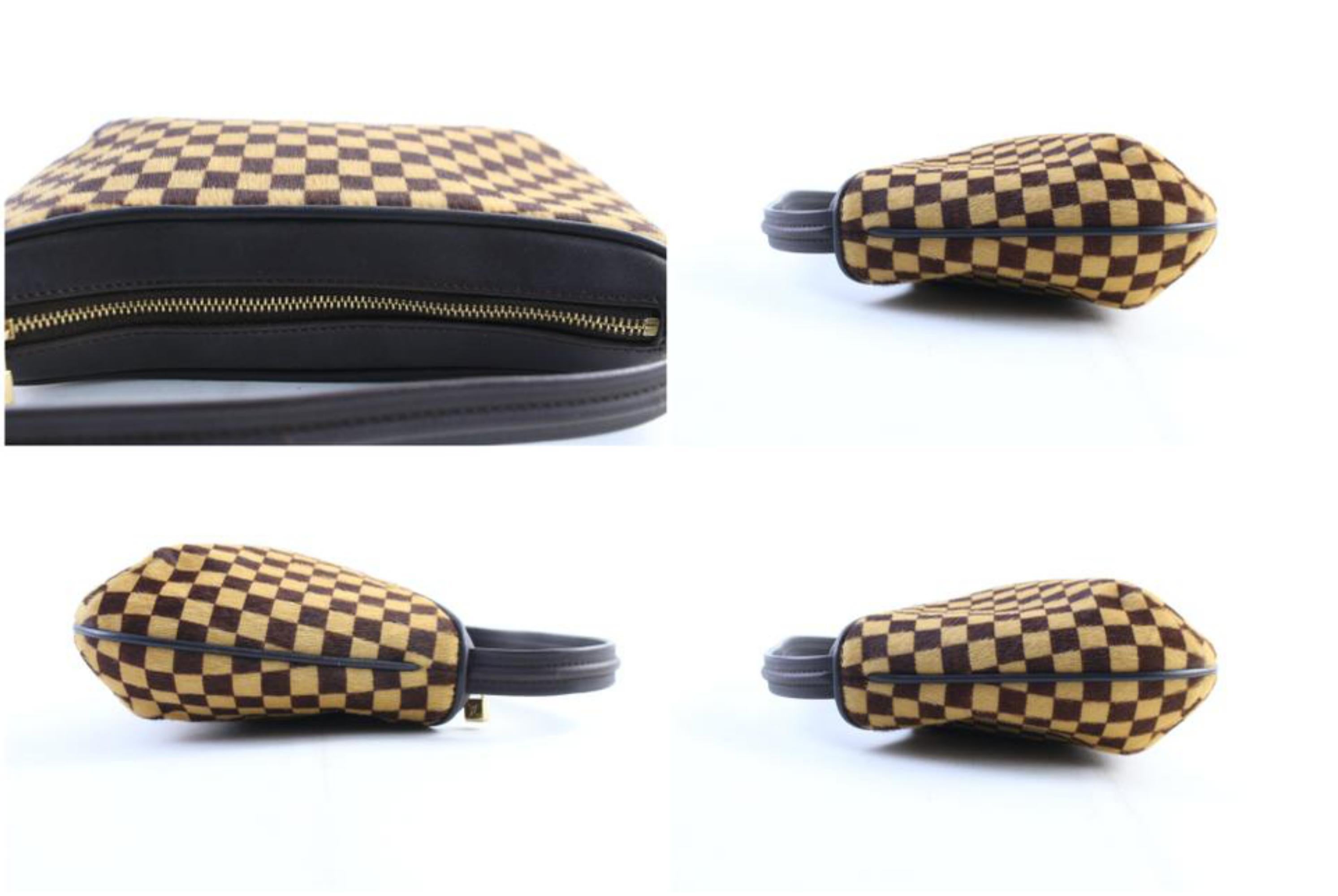 Louis Vuitton Pochette Damier Sauvage Tigre 226007 Brown Calf Hair Wristlet For Sale 5