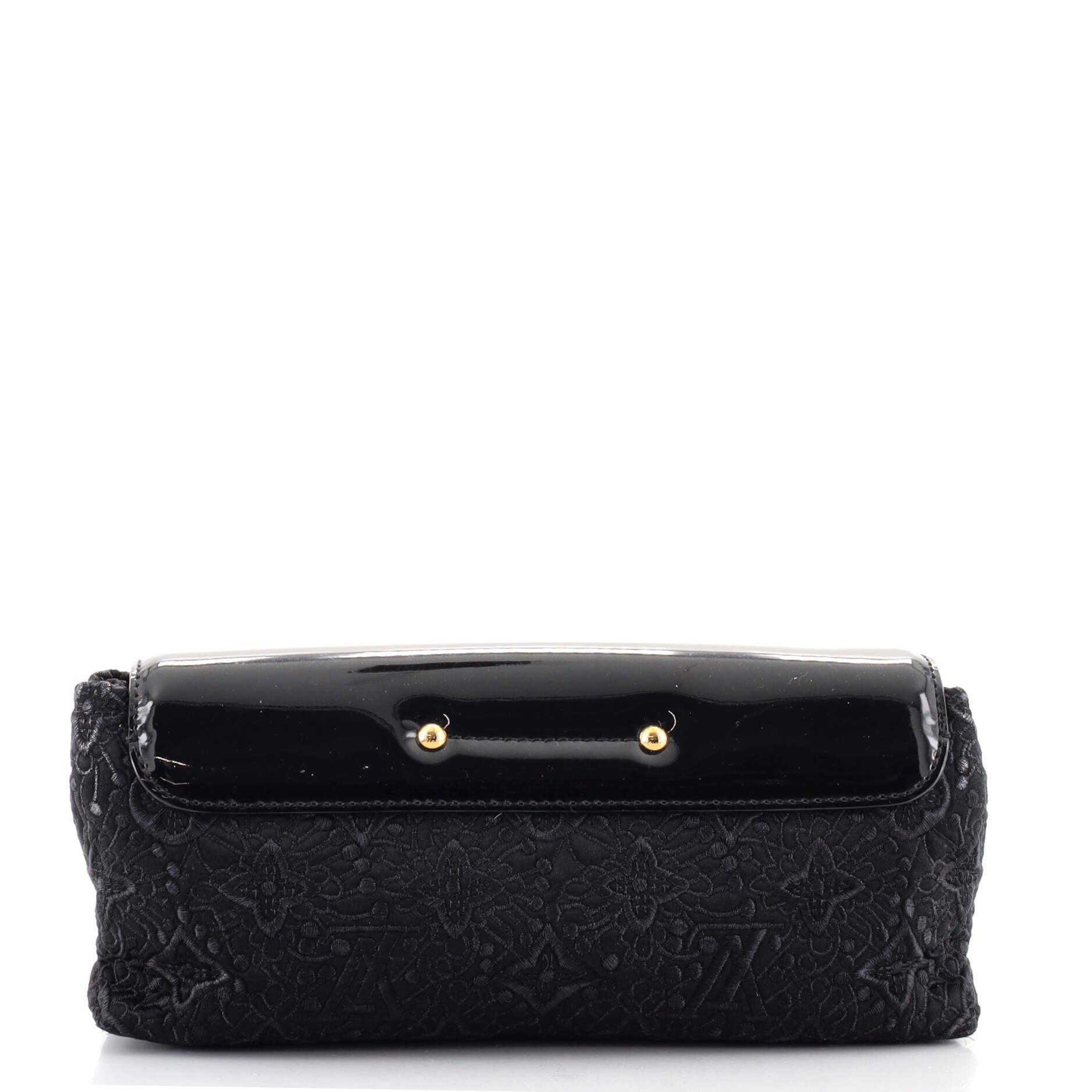 Louis Vuitton Pochette Dentelle Clutch Embroidered Satin with Vernis In Good Condition In NY, NY