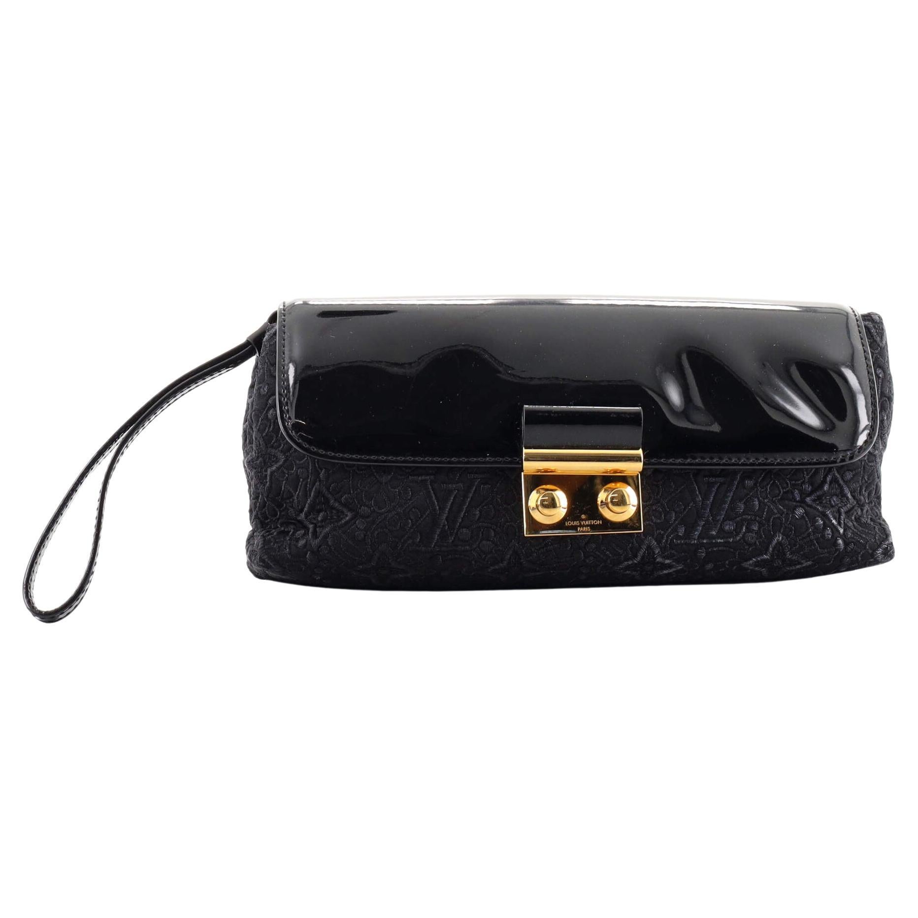 Louis Vuitton Pochette Dentelle Clutch Embroidered Satin with Vernis